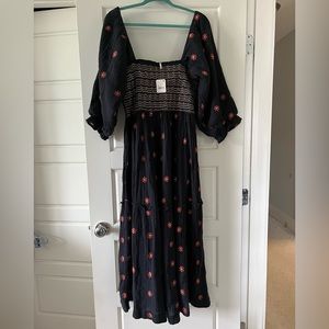 NWT Free People Dahlia Maxi Dress in Black
